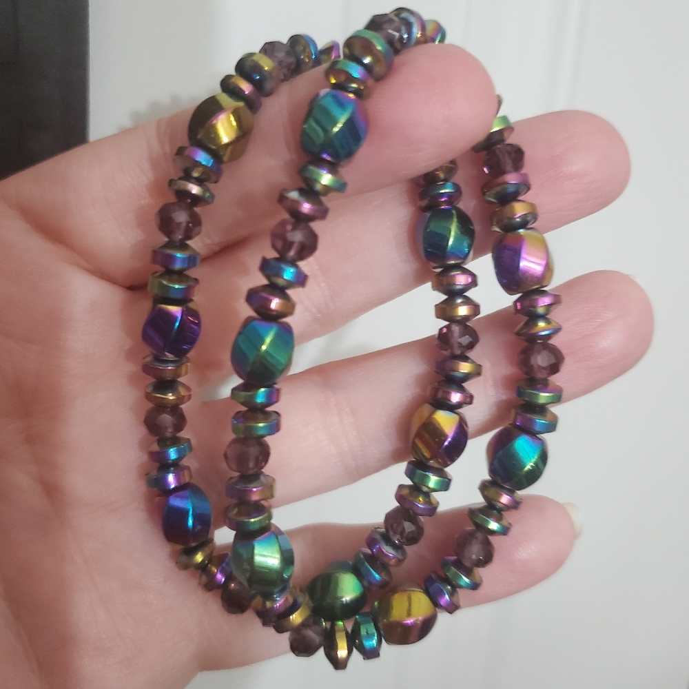 NWT Rainbow Hematite Bracelets set of 2 stretch